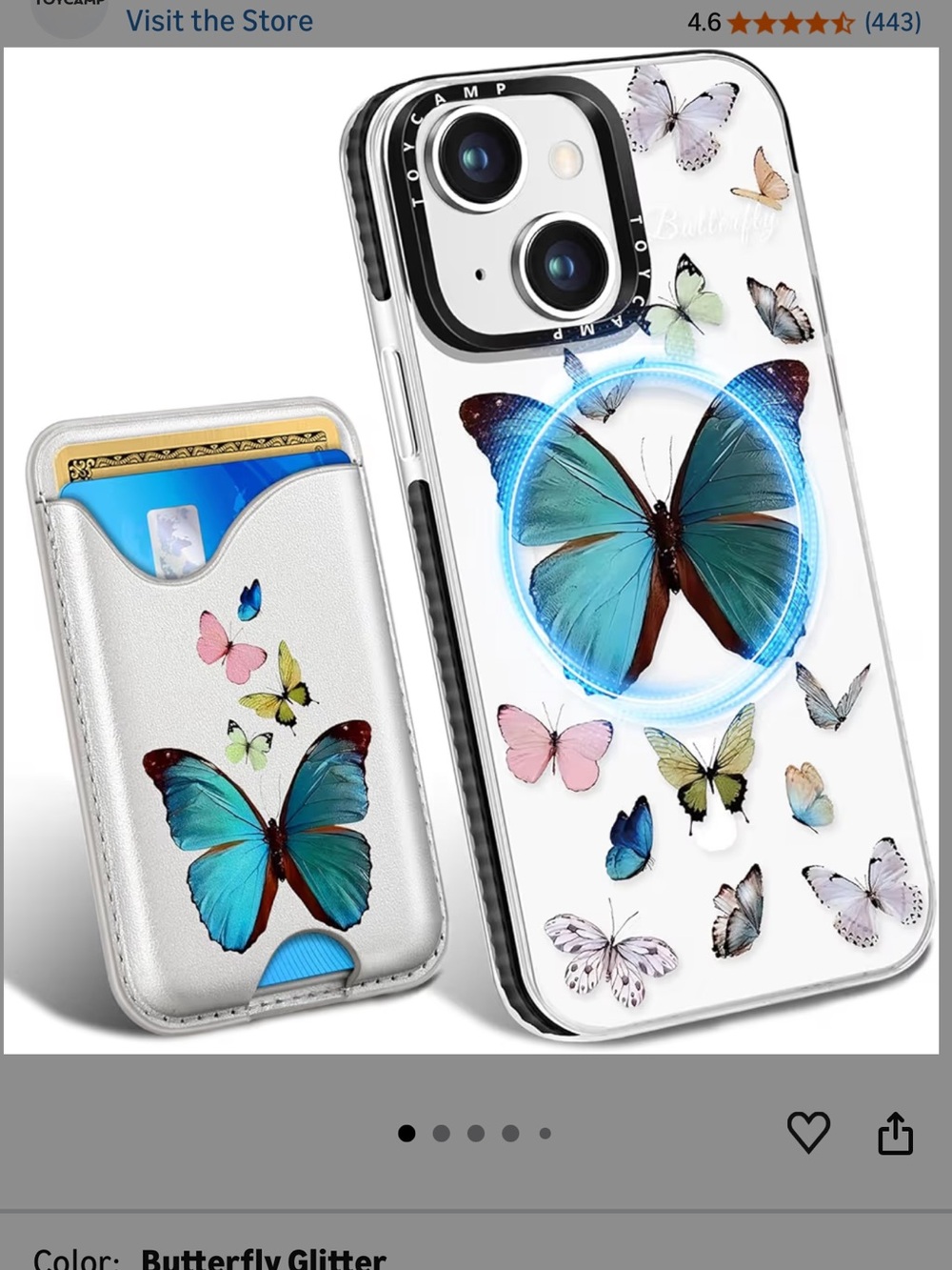 Butterfly Magnetic Wallet Phone Case for iPhone 15